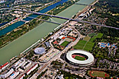 Austria, Vienna, Praterstadion, Ernst Happel Stadion, Donau, Praterpark, A23 Südosttsngente, Photo Nr.: W2558