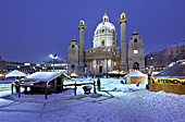 Vienna, Karlskirche im Winter, Adventmarkt Christkindlmarkt, Photo Nr.: W5321