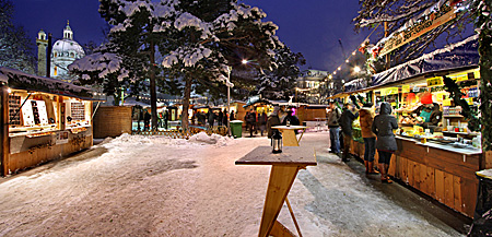 Vienna, Karlskirche im Winter, Adventmarkt Christkindlmarkt, Photo Nr.: W5407